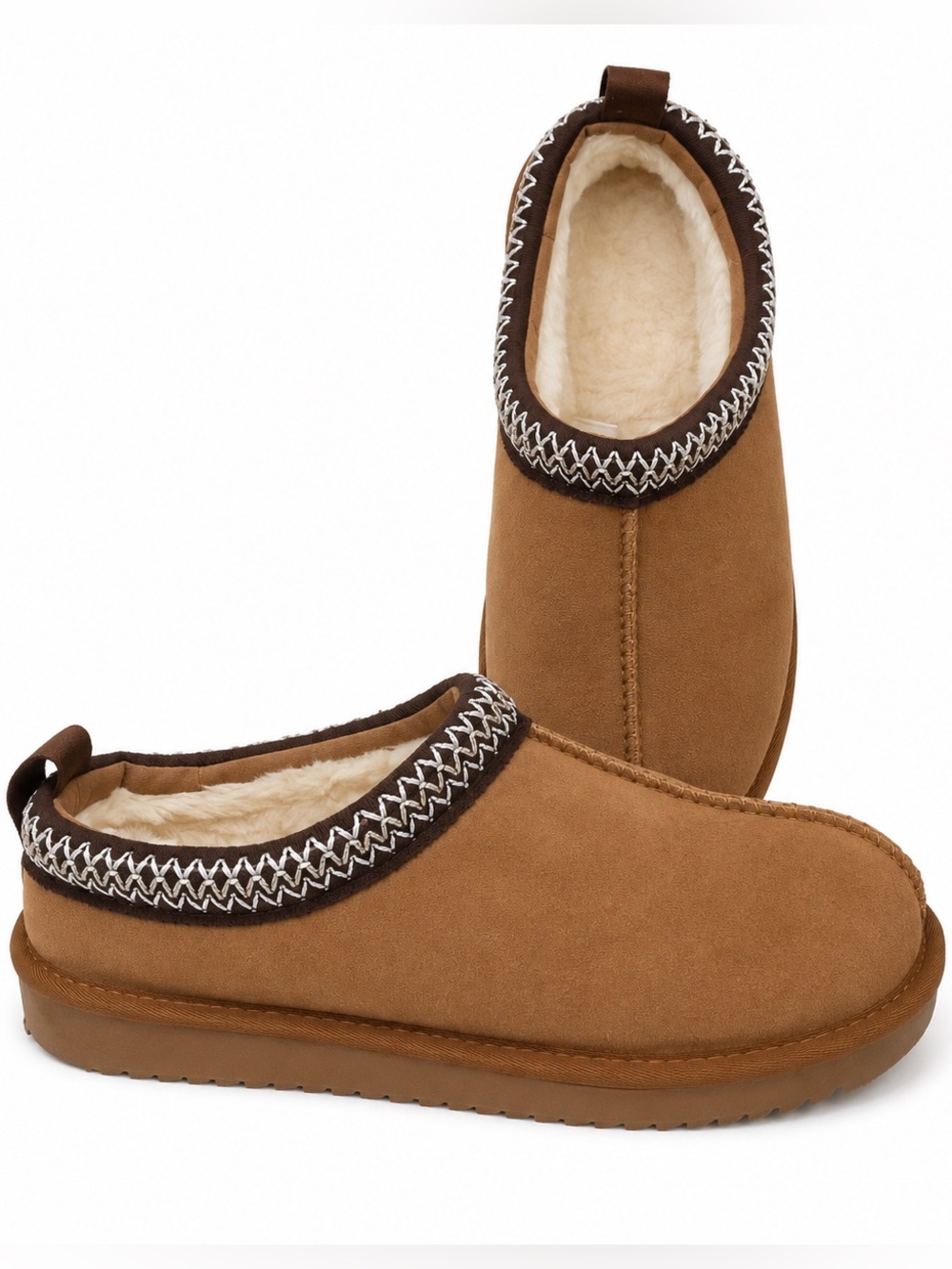 Women’s Cognac Suede Cozy Slip-On Shearling Lined Mule Slippers 40 - Picture 3 of 8